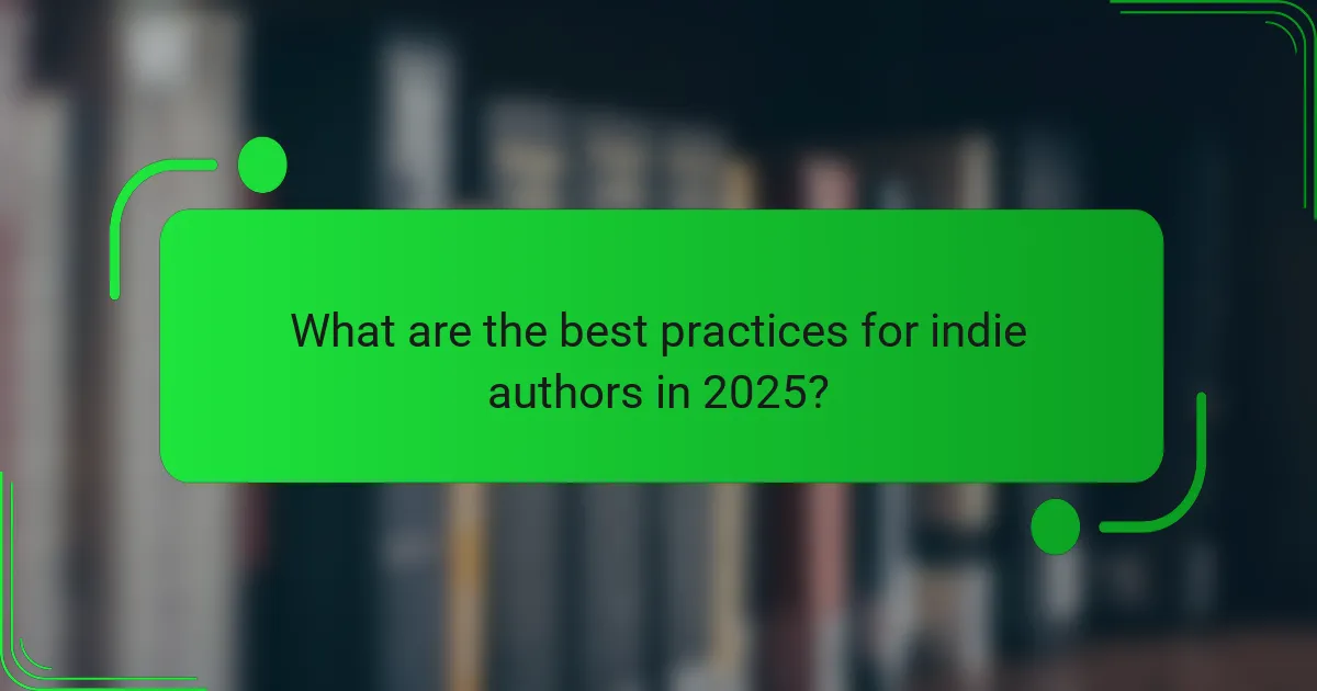What are the best practices for indie authors in 2025?