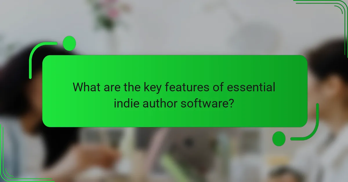 What are the key features of essential indie author software?