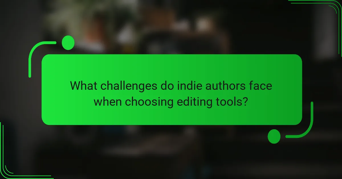 What challenges do indie authors face when choosing editing tools?